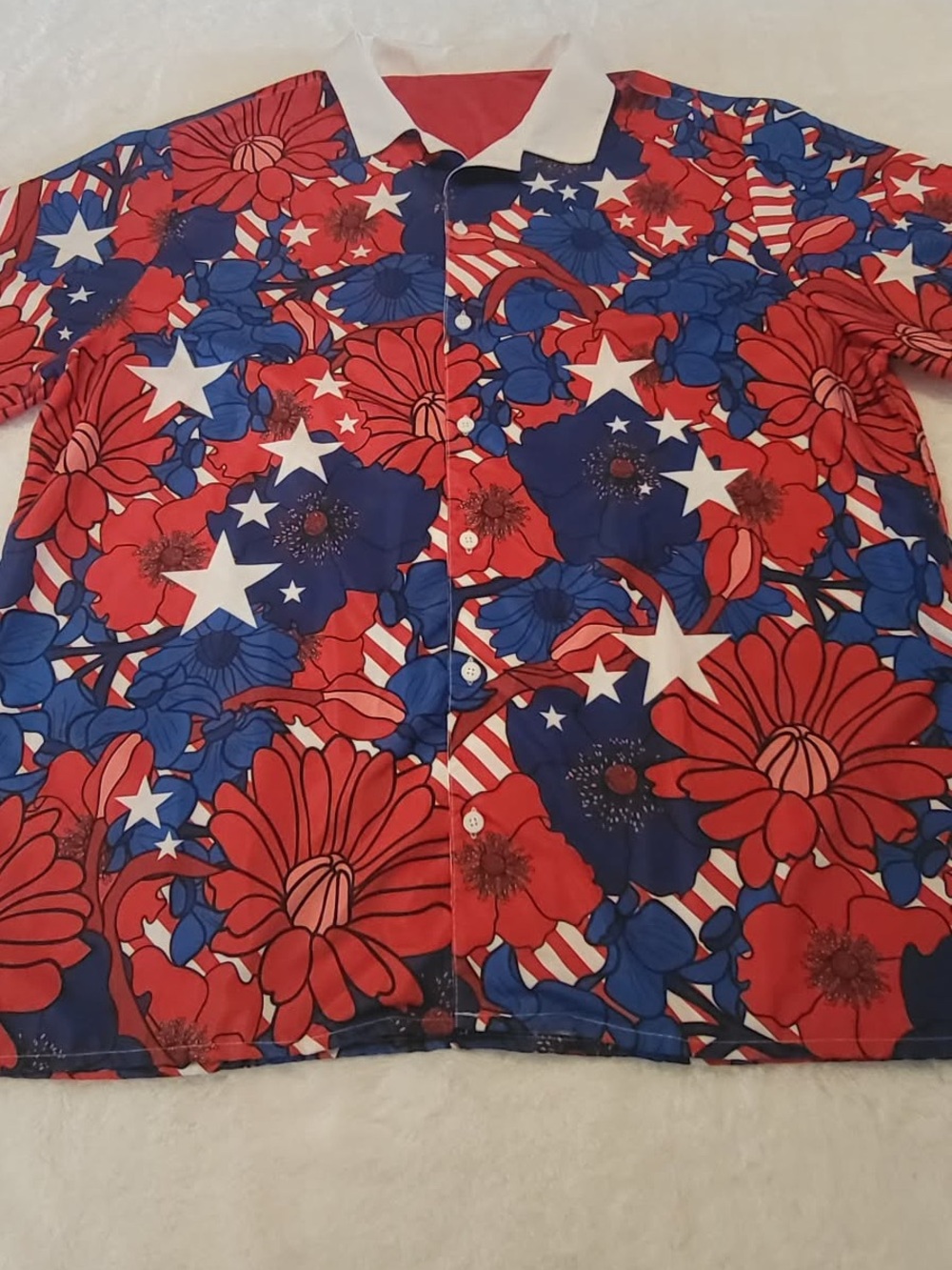 Men's Fox News Red White & Blue Stars & Stripes Floral Button Down